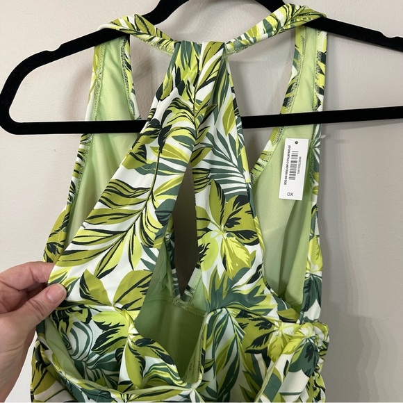 Adore Me Monroe Contour Palm Paradise Halter Neck One Piece Swimsuit Sz 0X NWT - Picture 7 of 8